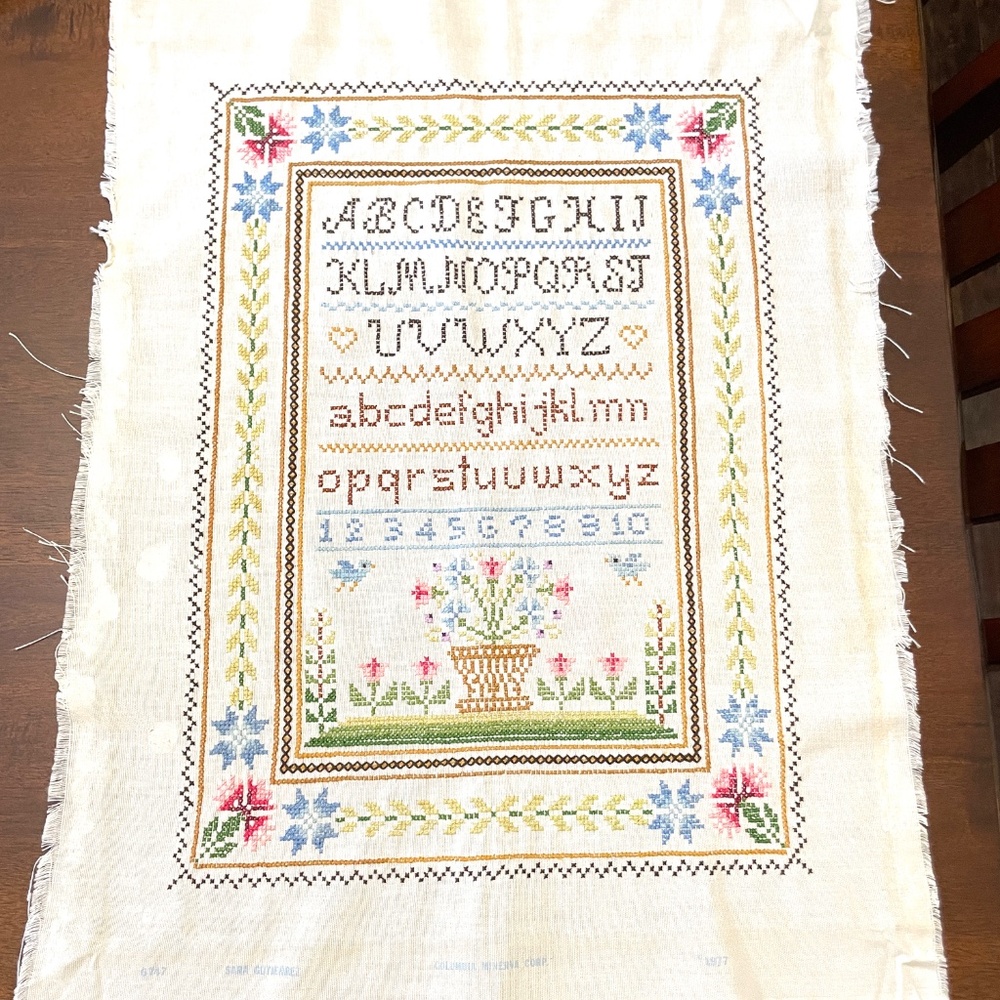 Vintage Columbia Minerva Gutierrez Cross Stitch Alphabet Sampler Unframed 77